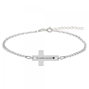 Bratara argint cruciulita 16 mm - personalizata cu text